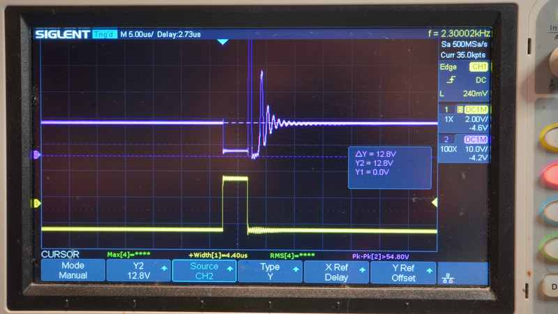 Осциллограмма формирования ЭДС самоиндукции при коммутации тока